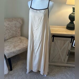 Elegant Cream Linen Slip Dress Long Sundress